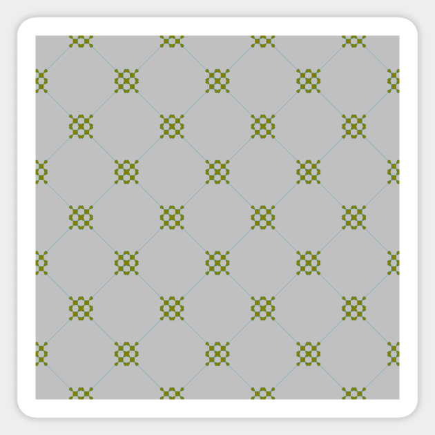 Diamond pattern on a putty colored background with interlocking olive green motif. A simple, classy, no fuss design. Sticker by innerspectrum